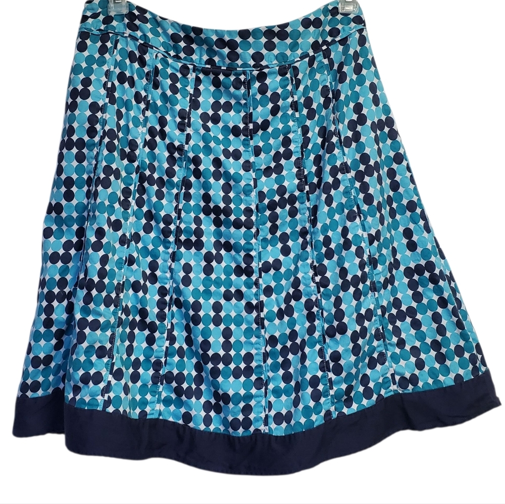 Cato Teal and Navy Polka Dot A-Line Skirt Size 12
